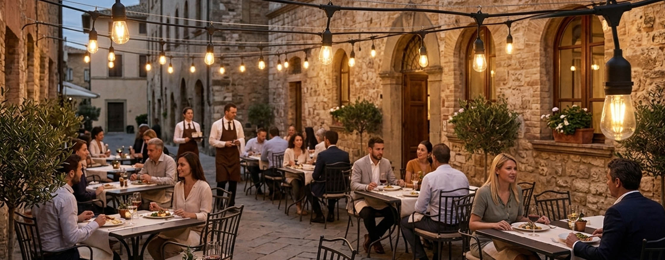 Outdoor-restaurant-terrace-string-lights-banner