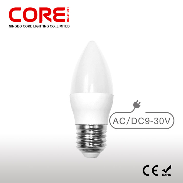 C37 6W LED Candle Bulb AC/DC 9-30V E27 Low Voltage