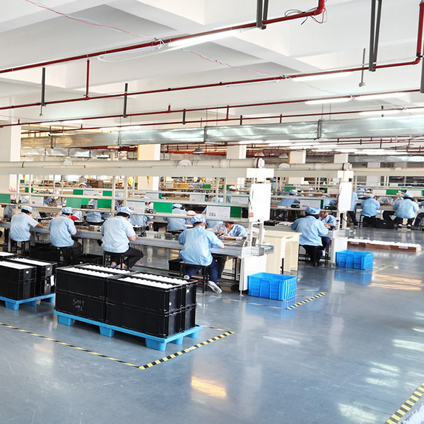 LED lighting production workshop with structured manufacturing environment
