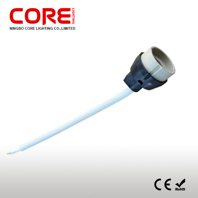 VDE Certified GZ10 Lampholder with Plastic Base | 15cm Braided Sleeved Wire 2*0.75mm²